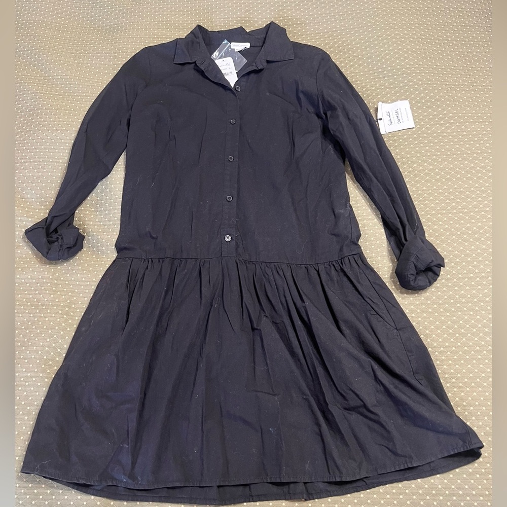 SPLENDID x DAMSEL: THE COTTON COLLECTION LONG SLEEVE DRESS Sz. Medium Black - Picture 2 of 8